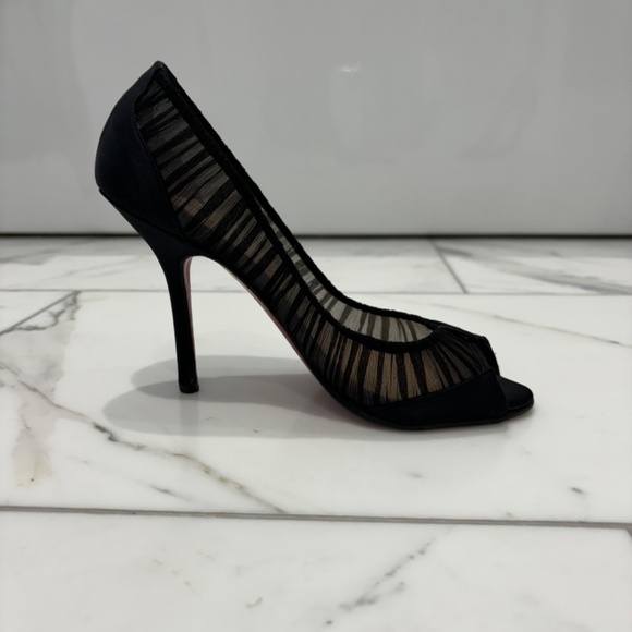 Christian Louboutin Follie Draperia Black Ruched Red Sole Pump 100mm Size 35 - Picture 6 of 8